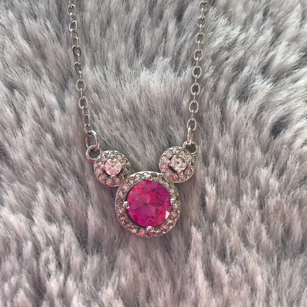 Pink Moissanite Mouse Silver Necklace